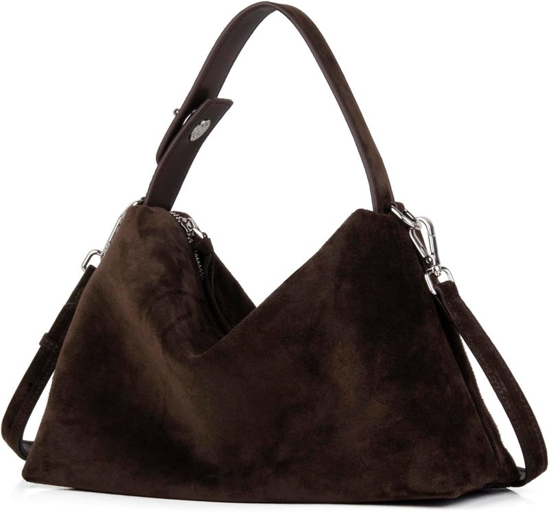 DONNAIN Premium Suede Leather Crossbody Bags for Women, Slouchy Suede Shoulder Bag with Adjustable Strap and Tote Handbag - Image 1